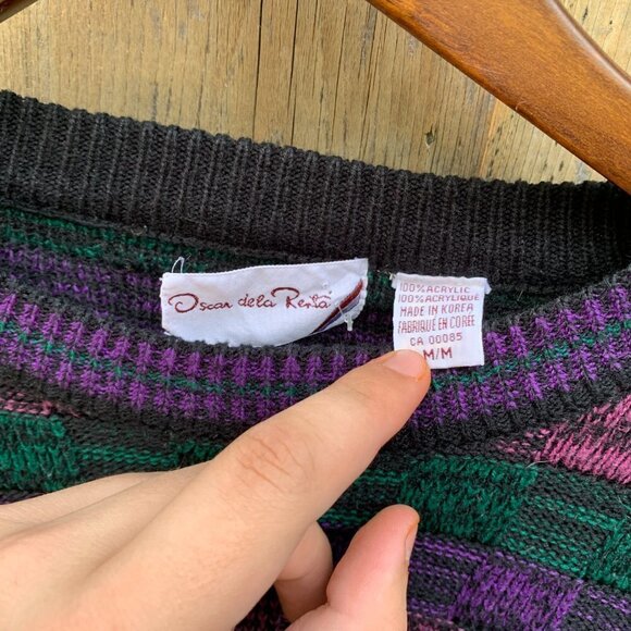 Vintage Oscar De la Renta Coogi Style Knit Sweater Medium - Picture 2 of 4